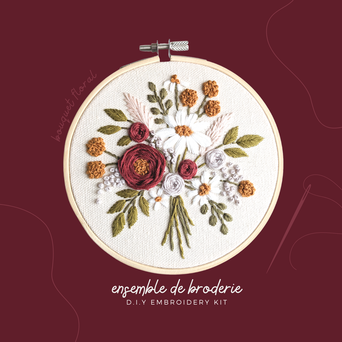 Embroidery Set - Floral Bouquet - TIGHT EMBROIDERED