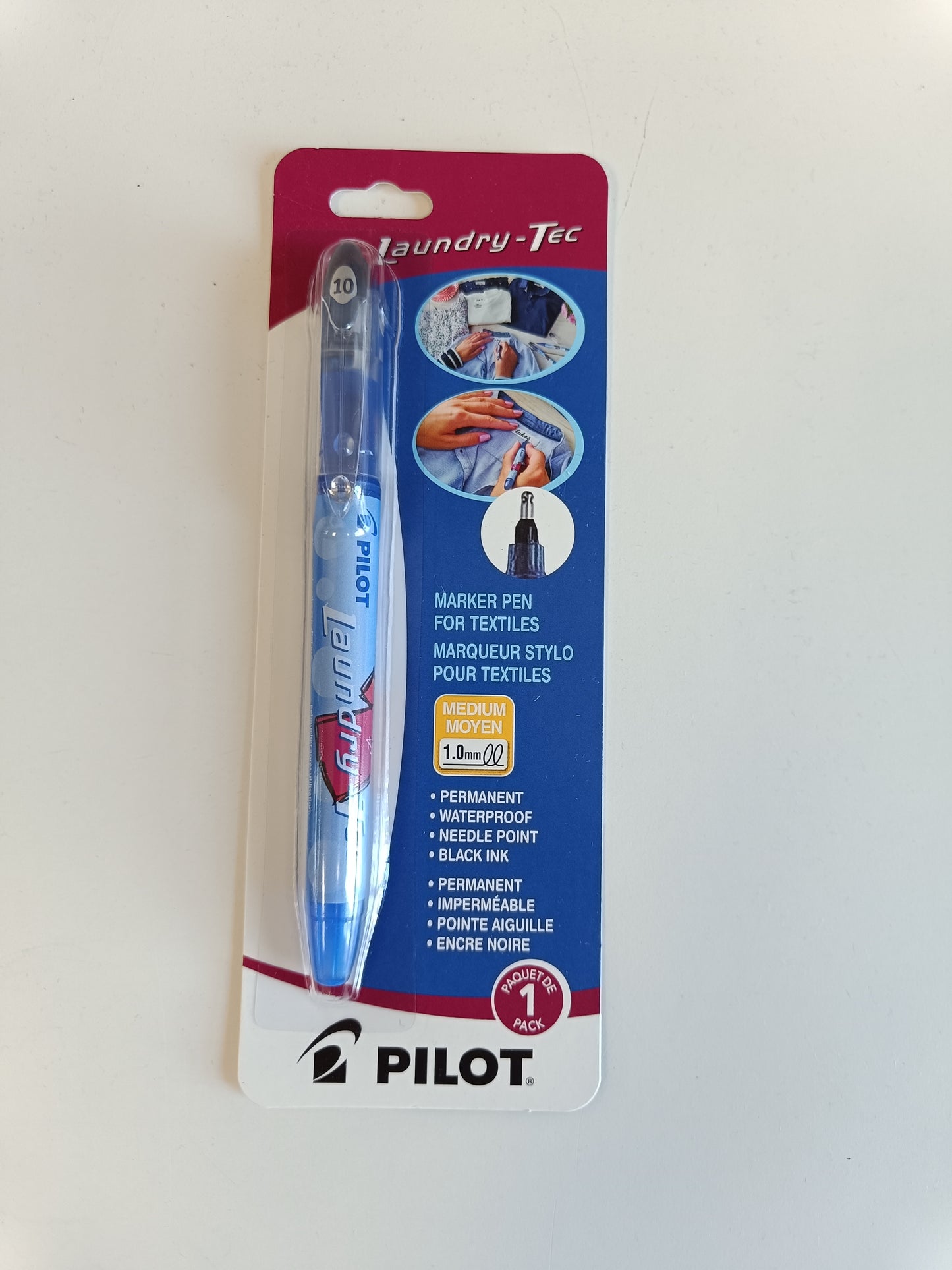 Marqueur stylo permanent pour tissu - Laundry-Tec Pilot (noir)