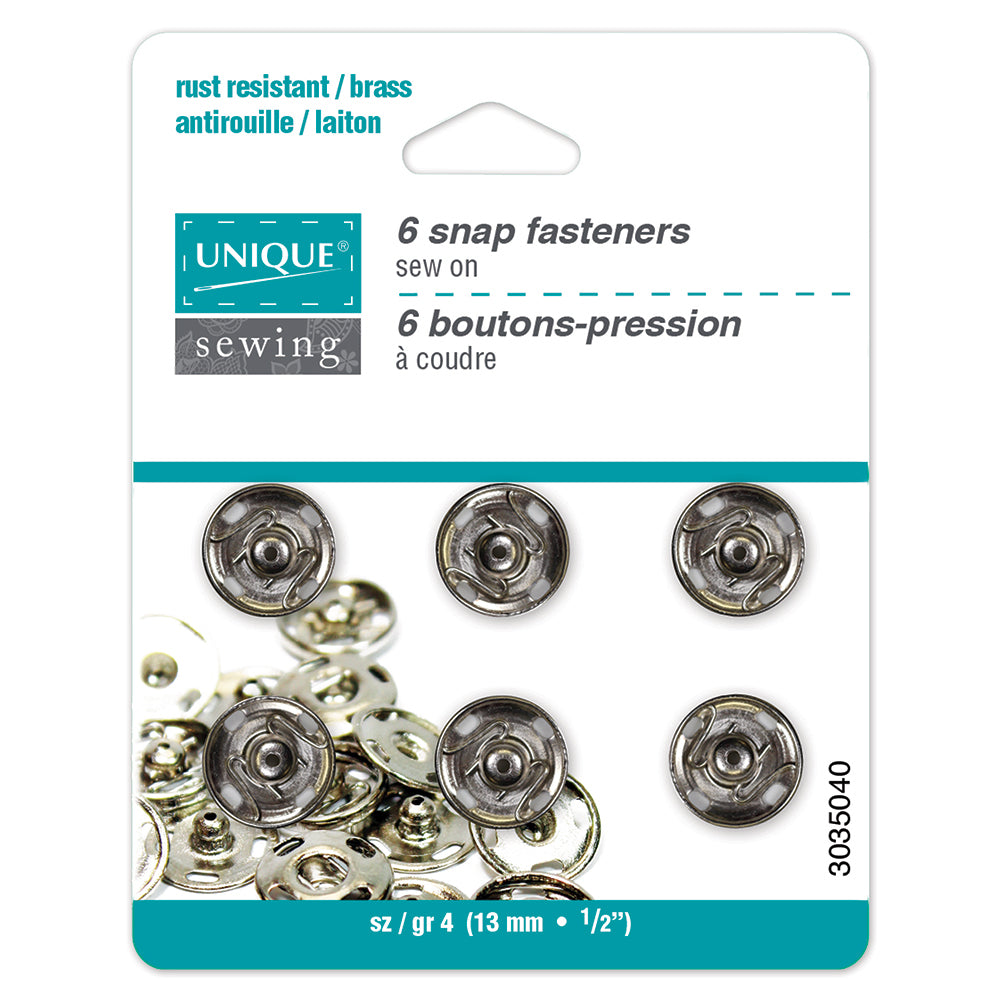 Boutons-pression à coudre nickel 13mm - UNIQUE