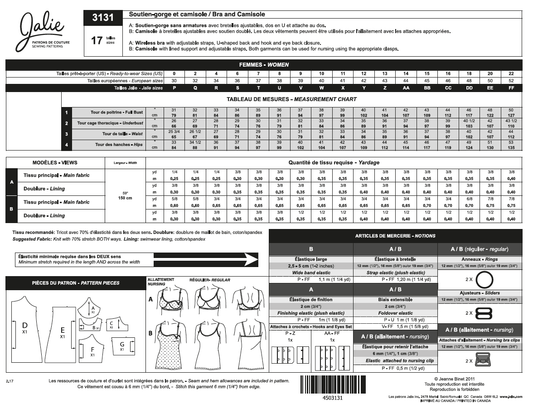 Bra and camisole - 3131 | Paper pattern - Jalie