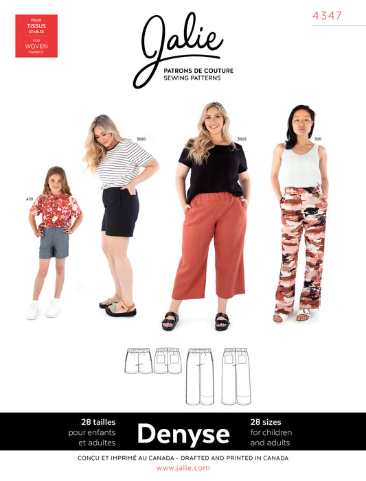 Pull-on woven pants and shorts - DENYSE - 4347 | Paper pattern - Jalie