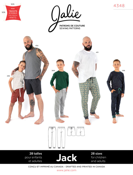 Jersey indoor pants and shorts - JACK - 4348 | Paper pattern - Jalie