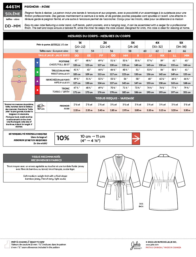 SOLÈNE 4461 Relaxation Bathrobe | Paper Pattern - Jalie