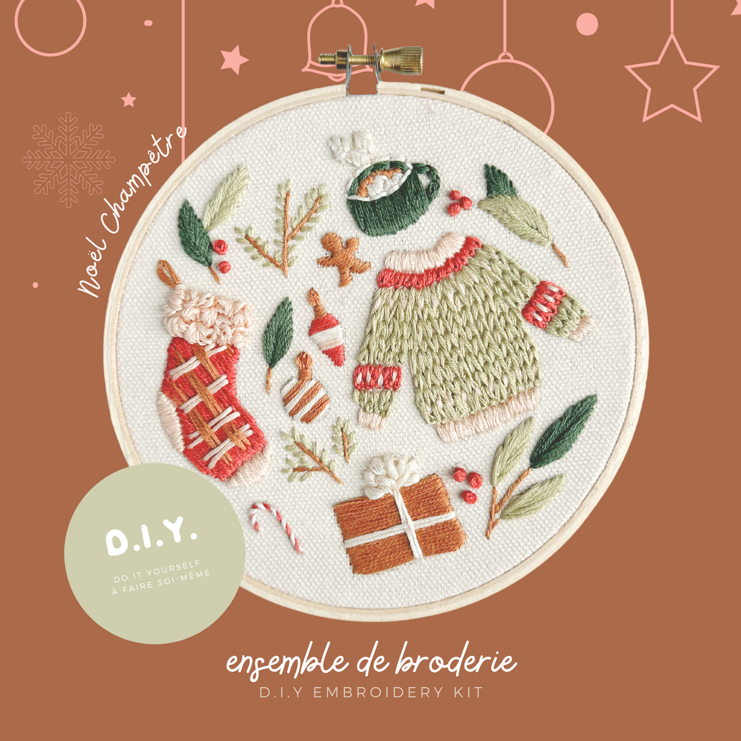 Ensemble de broderie - Noël champêtre - BRODÉ SERRÉ