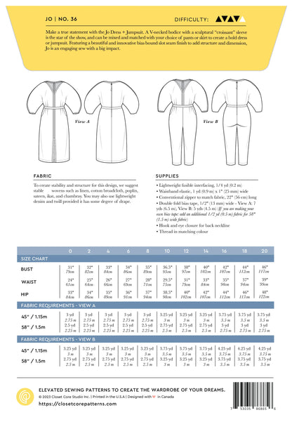 Combinaison et robe JO | Patron papier - Closet Core Patterns