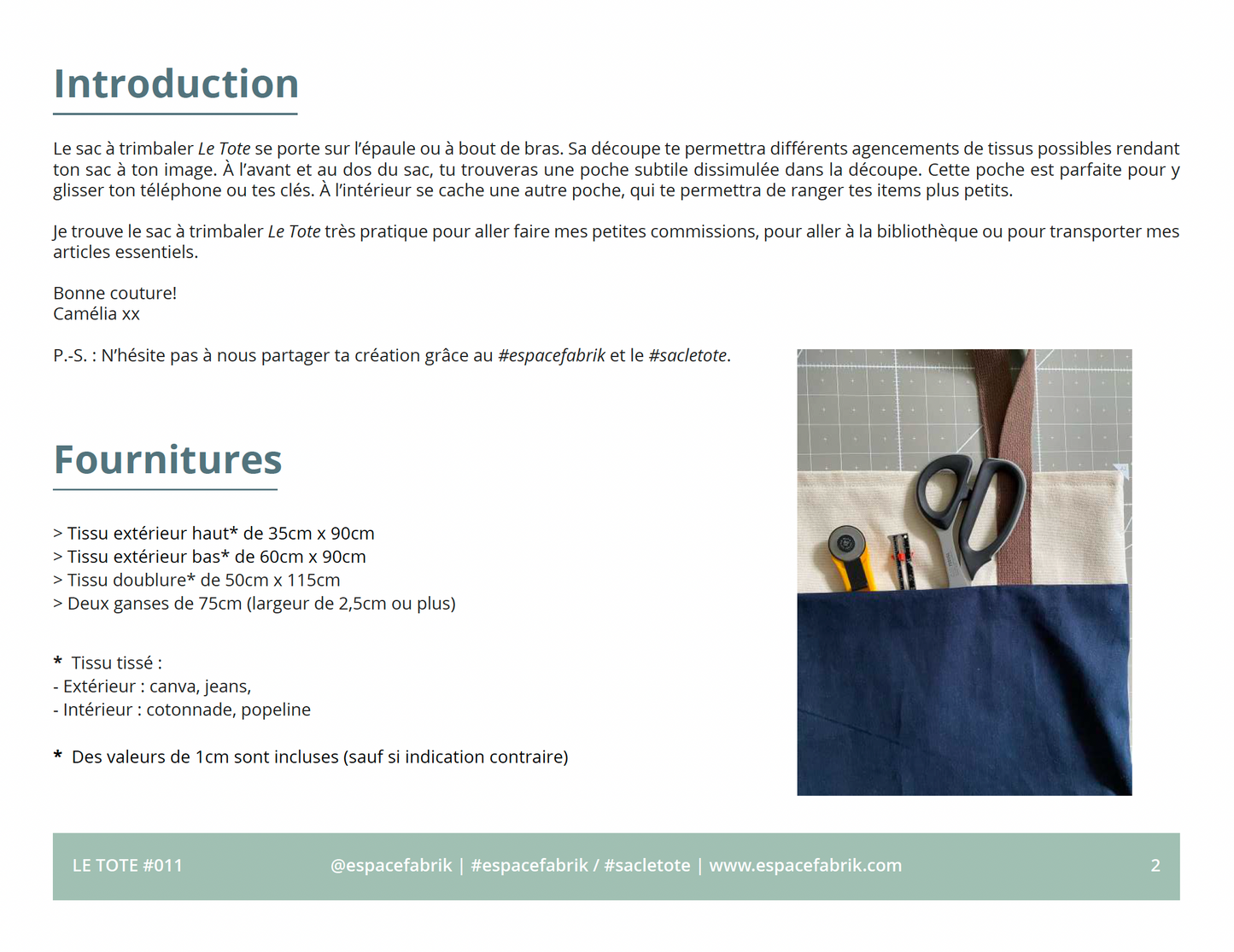 Le Tote - Sac à trimbaler - Patron Papier