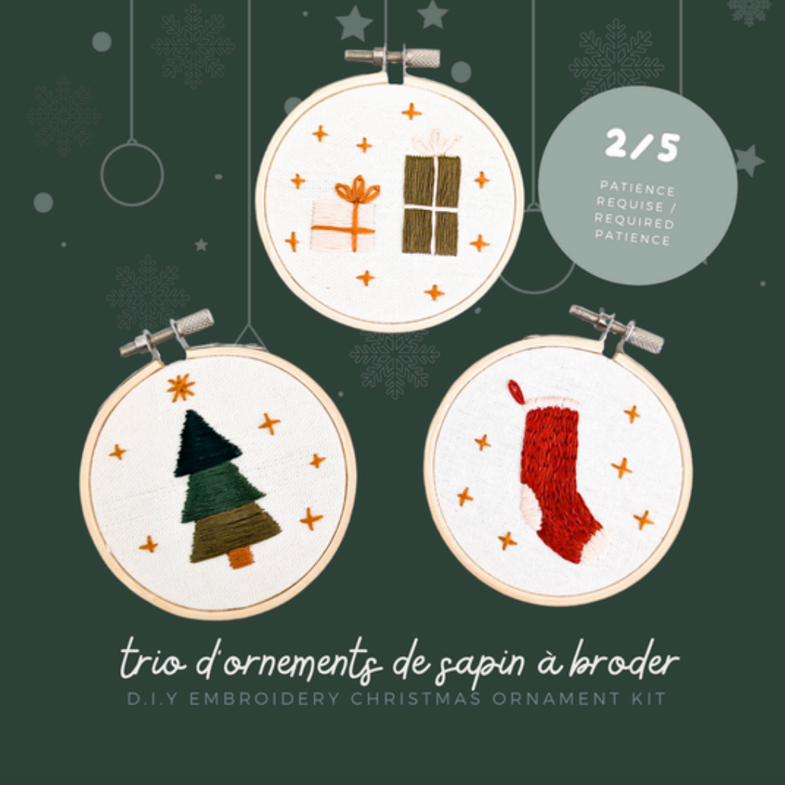 Ensemble de broderie - Trio Couronne d'hiver - BRODÉ SERRÉ