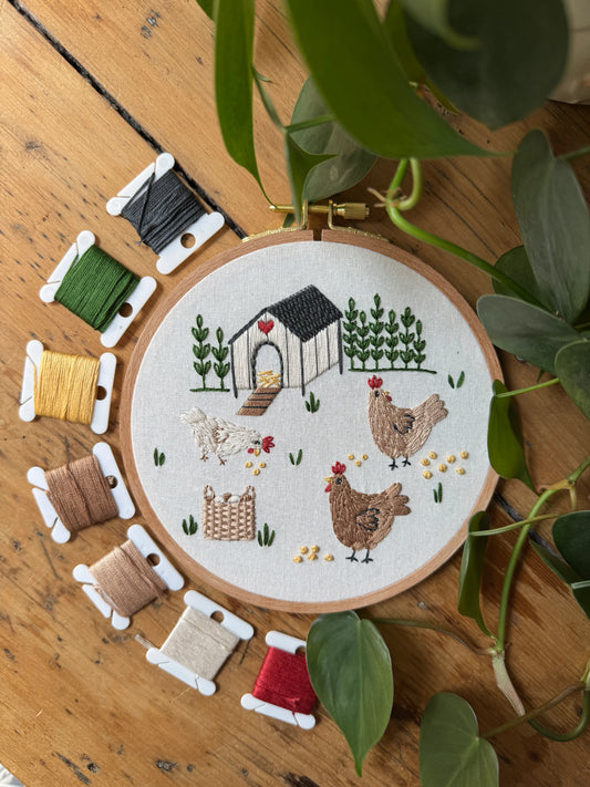 Embroidery Kit - Chicken Coop by Dominique Besner - Twin Folk