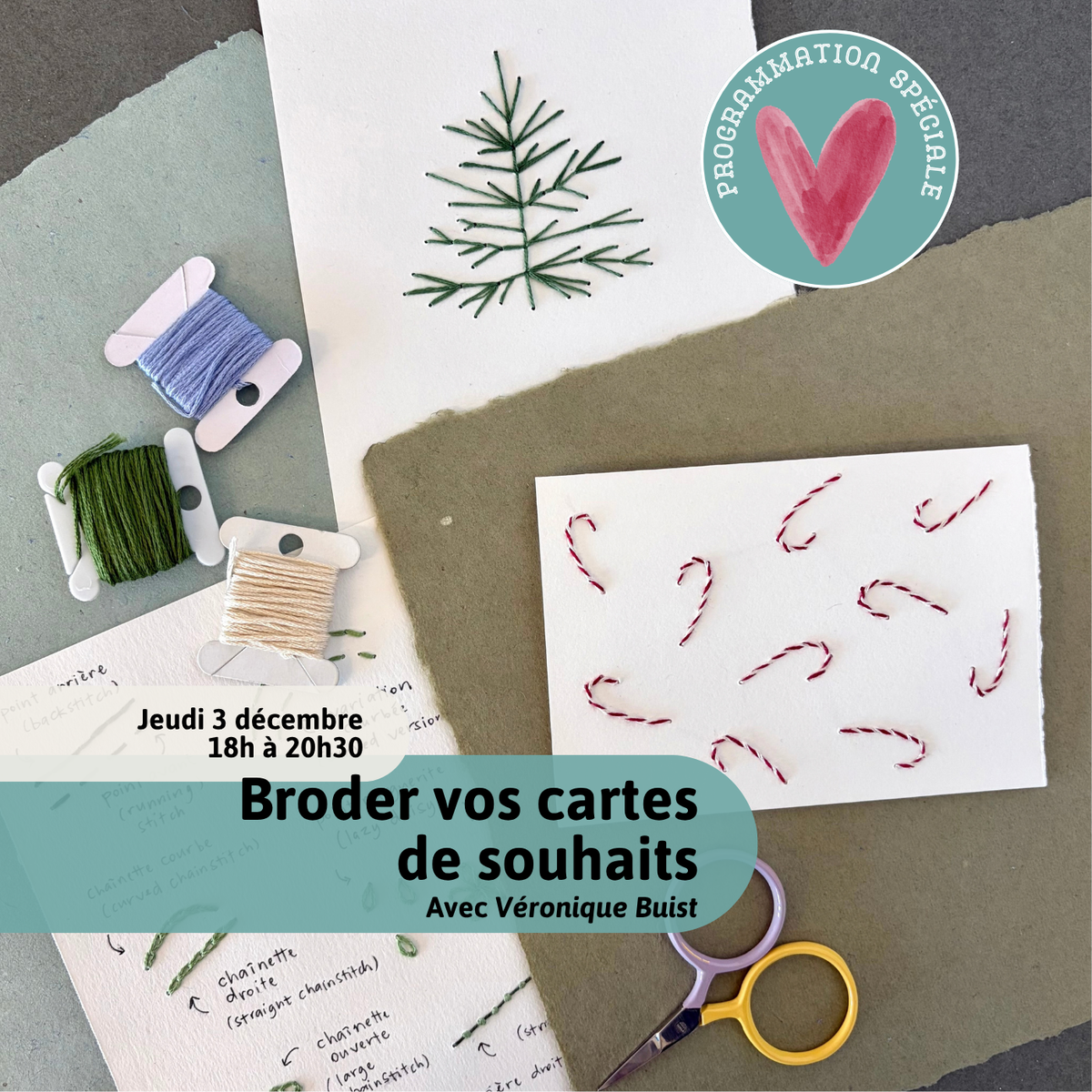 Embroidered greeting cards with Véronique Buist