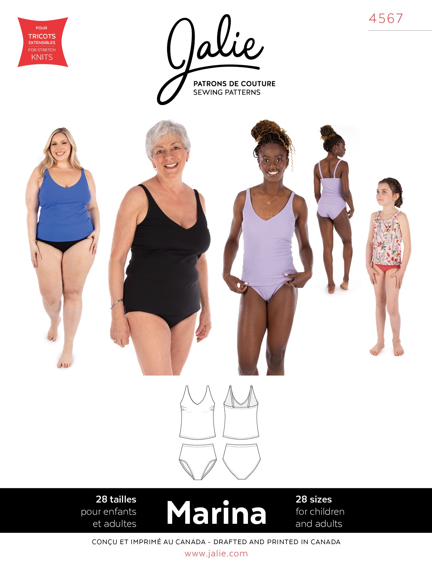 Tankini MARINA 4567 | Patron papier - Jalie