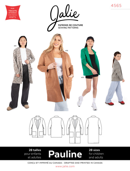 PAULINE 4565 Open Blazer Cardigan | Paper Pattern - Jalie