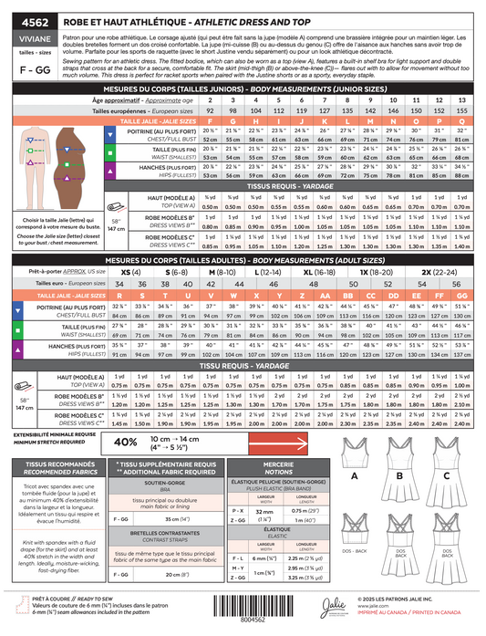 VIVIANE 4562 Athletic Top and Dress | Paper Pattern - Jalie
