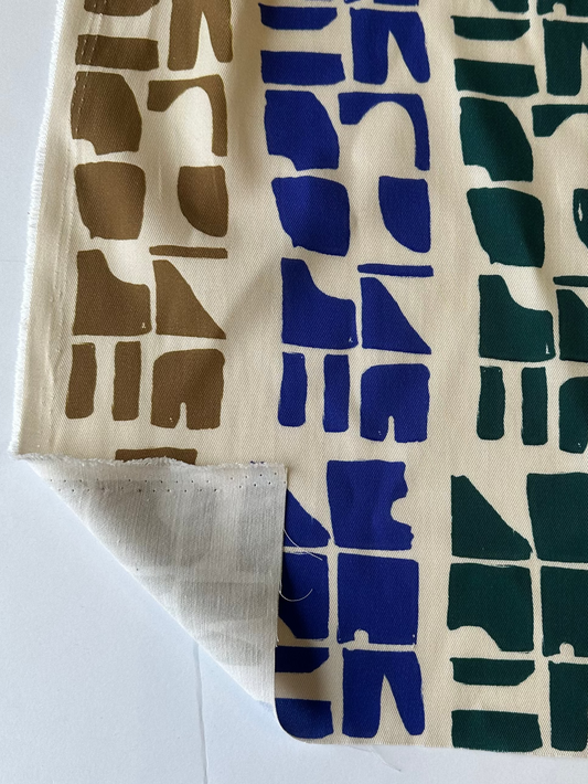 Sergé de coton/lyocell - motifs géométriques bleu