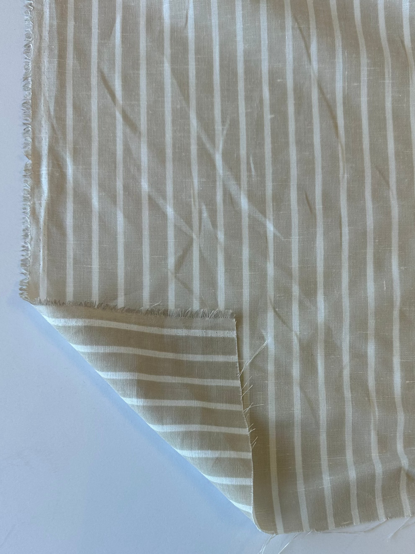 Toile lin / coton - Rayures beige