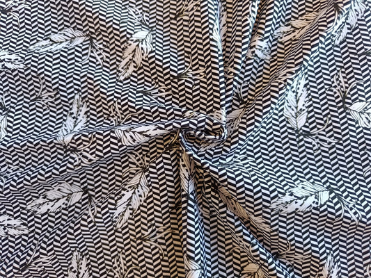 Tissu à maillot - Plumes noir et blanc