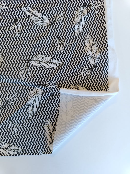 Tissu à maillot - Plumes noir et blanc
