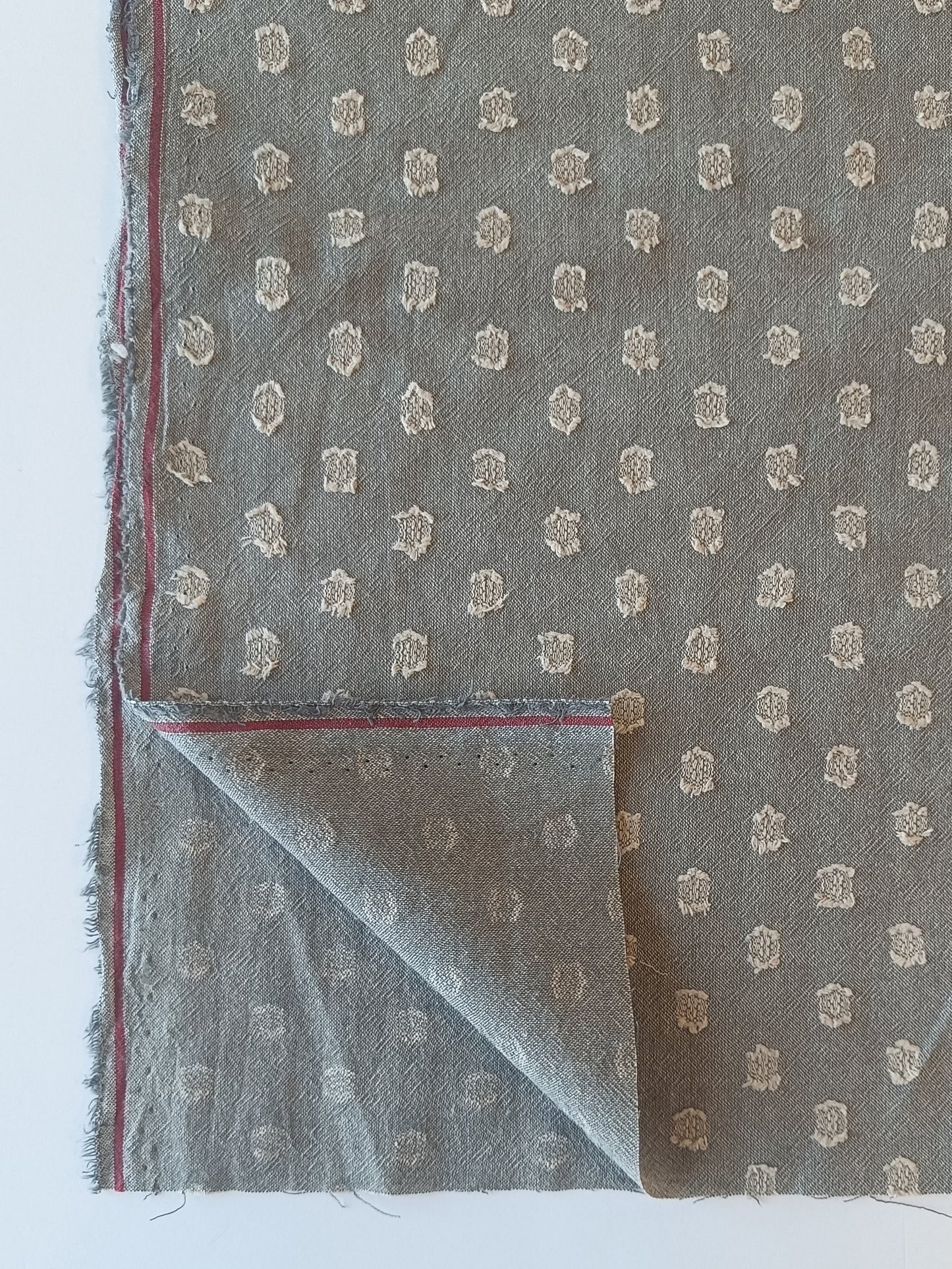 Jacquard de coton - Gris à pois