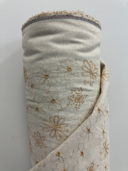 Eyelet Brocade Fabric - Rayon and Linen