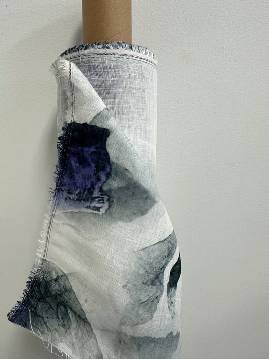 Linen Canvas - Grey/Mauve Print