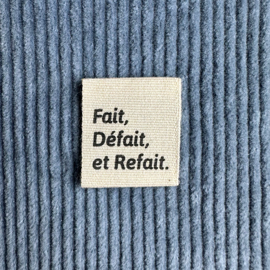 Done, undone and redone - Cotton labels in French