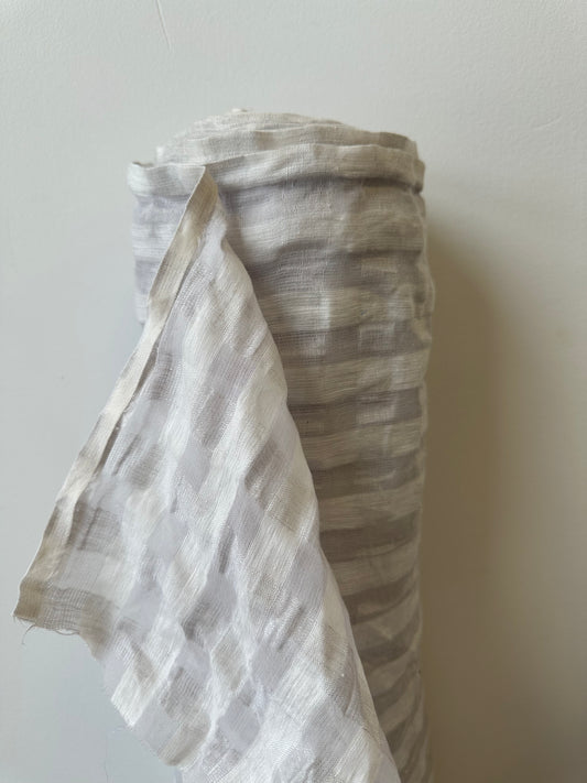 Vichy linen and cotton - Ivory and gray