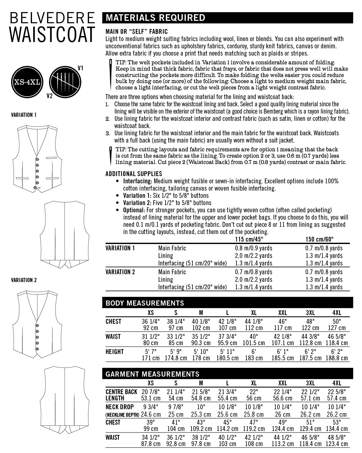 Belvedere Waistcoat - Patron PDF - Thread Theory