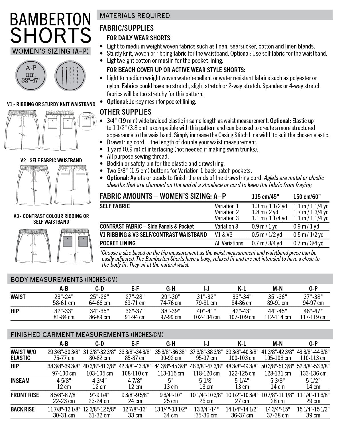 Bamberton Shorts - PDF Pattern - Thread Theory