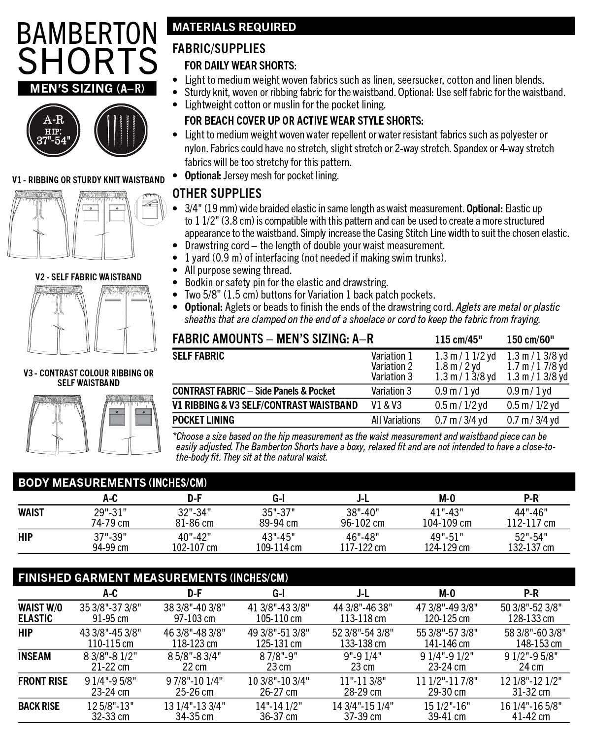 Bamberton Shorts - PDF Pattern - Thread Theory
