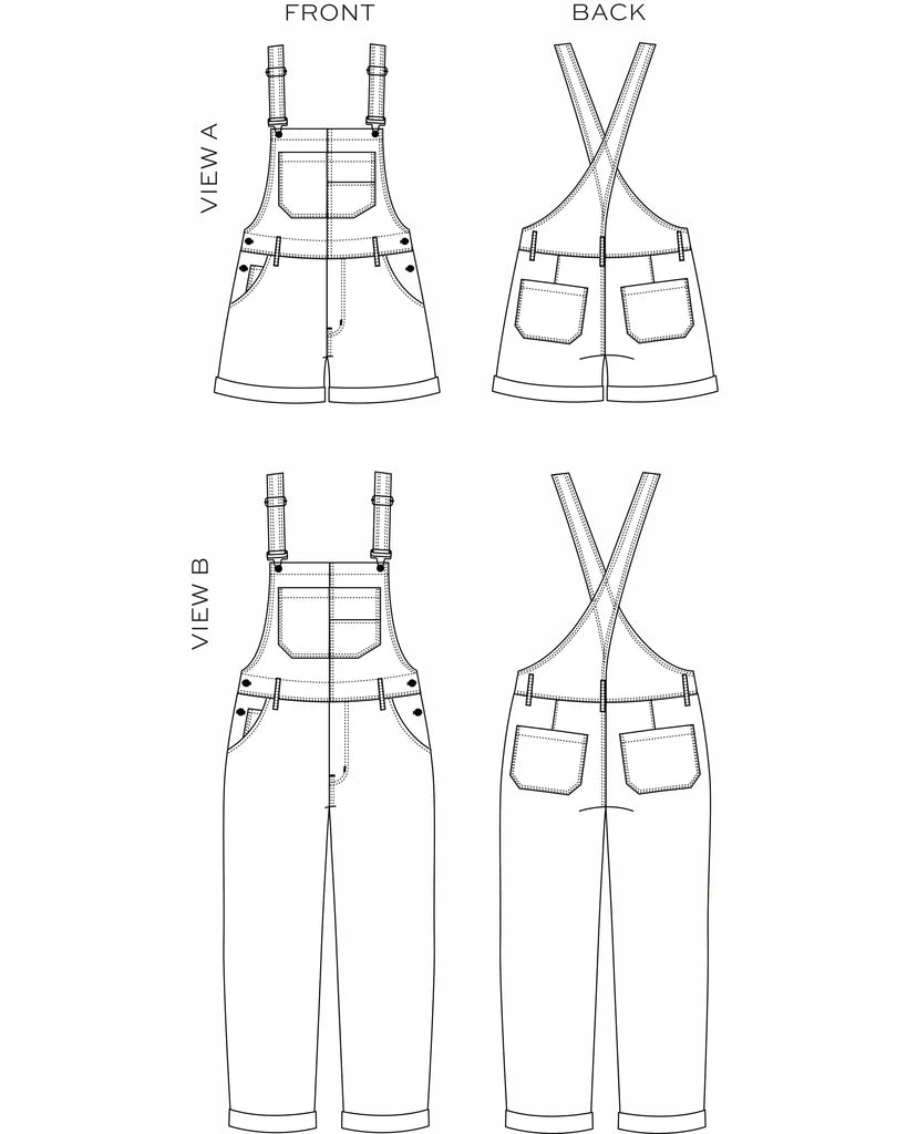 Riley Overalls 14 to 32 - Paper Pattern - TRUE BIAS