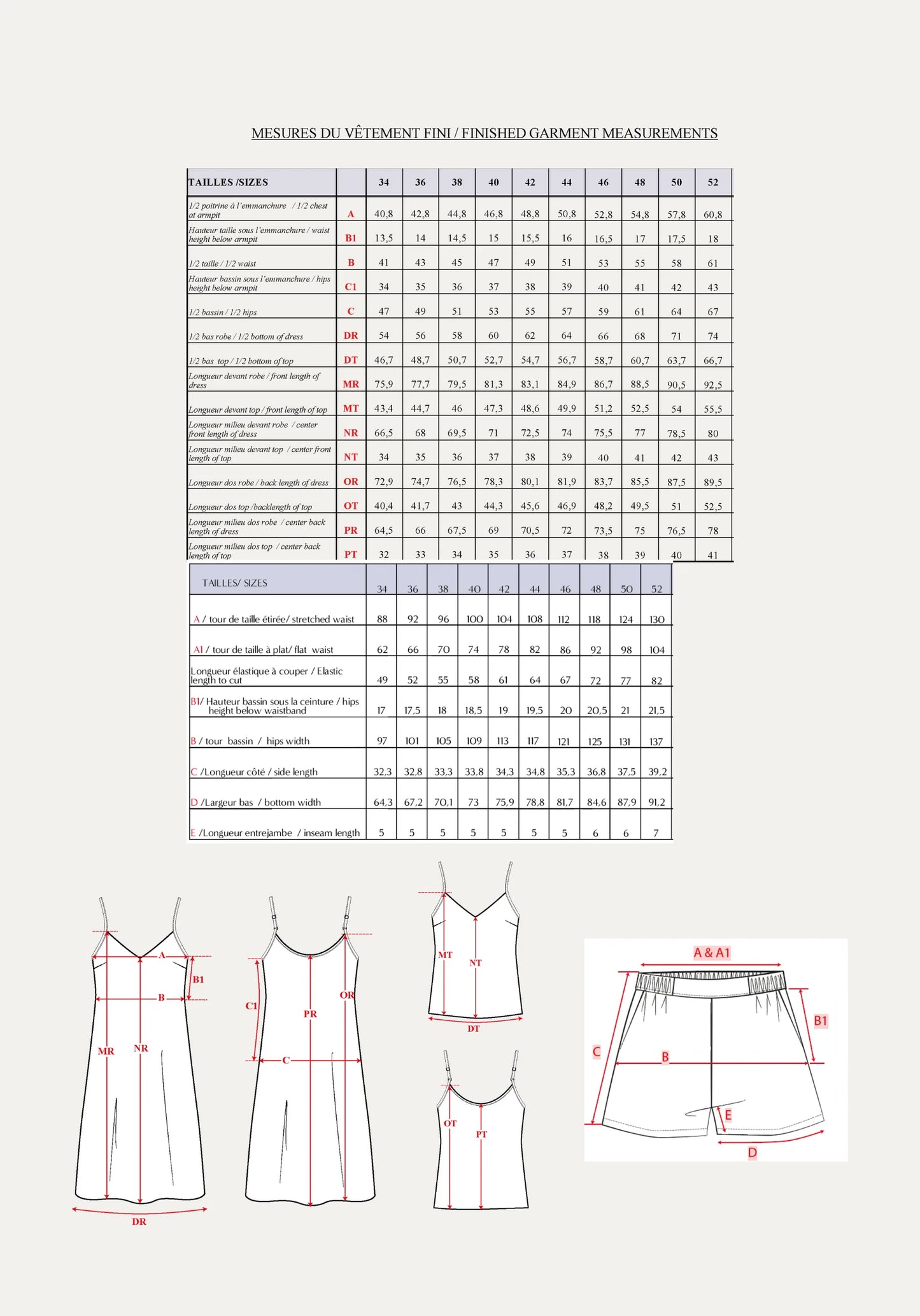 Pyjama Blush Songe - Patron papier - Maison Fauve