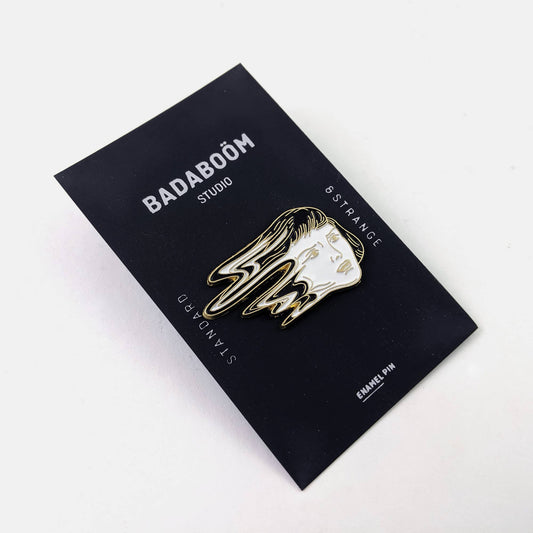 Broche en émail - visage fondu | Badaboöm