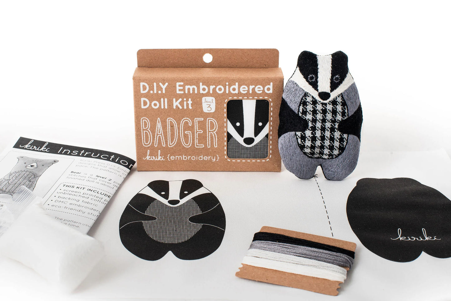 Blaireau - Kit peluche à broder (niveau 4) - KIRIKI PRESS