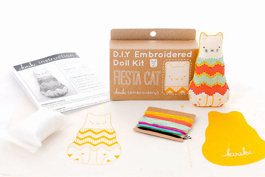 Chat Fiesta - Kit peluche à broder (niveau 2) - KIRIKI PRESS