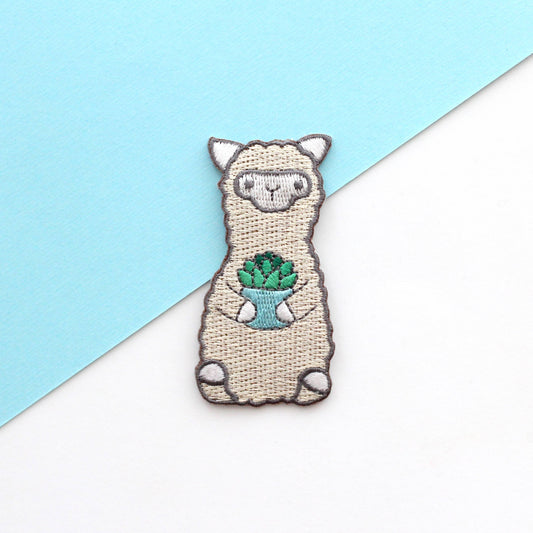 Écusson thermocollant - Alpaga et plante | Wild Whimsy Woolies