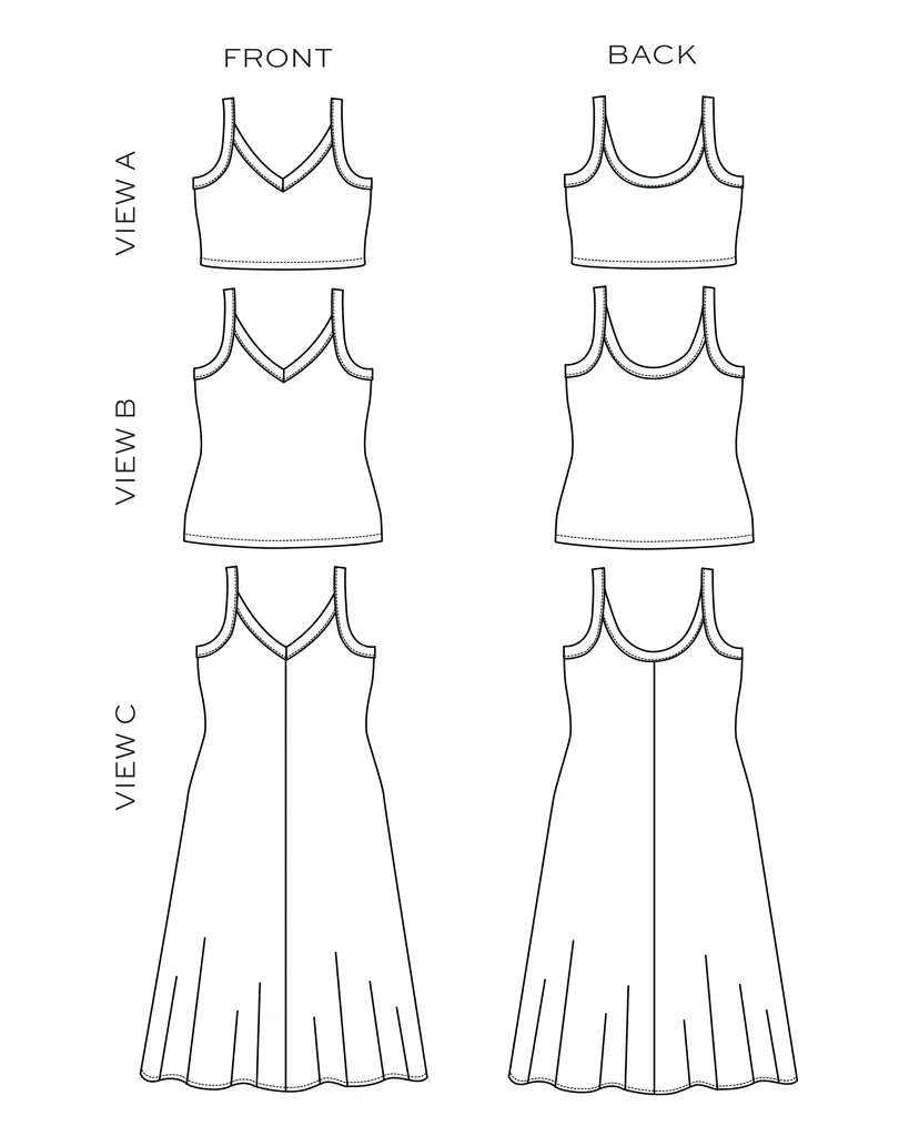 Patron de couture papier - Camisole et robe Zoey (14-32) - TRUE BIAS