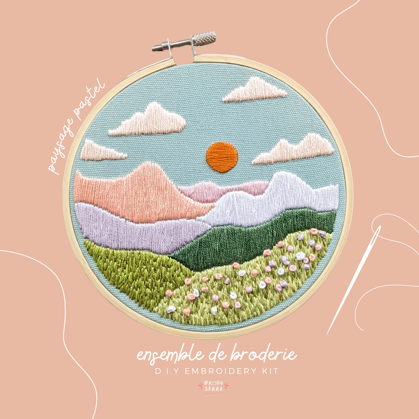 Ensemble de broderie - Paysage pastel - BRODÉ SERRÉ