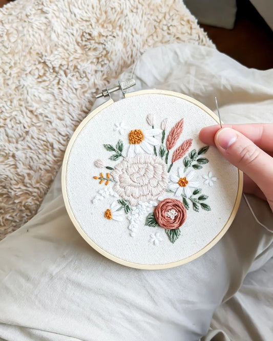 Embroidery Set - Spring Flowers - TIGHT EMBROIDERED