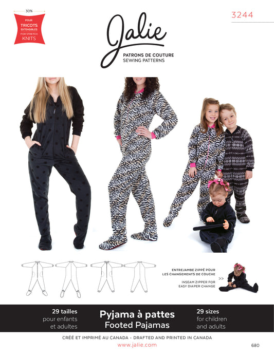 Footed pajamas for everyone 3244 | Paper pattern - Jalie