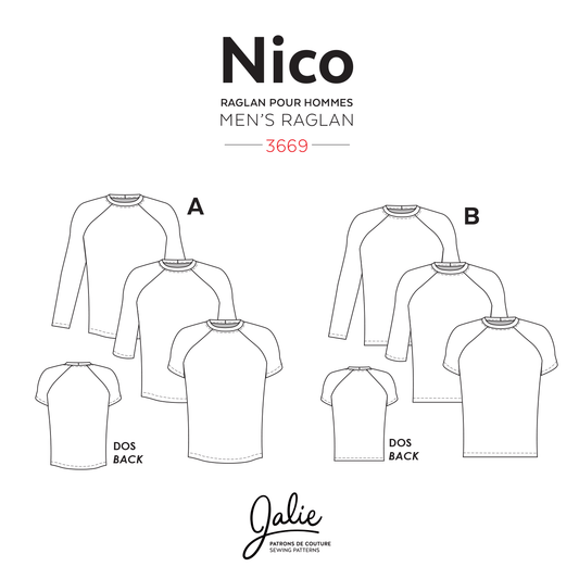 Patron de couture pour Chandail raglan NICO 3669 | Patron papier - Jalie