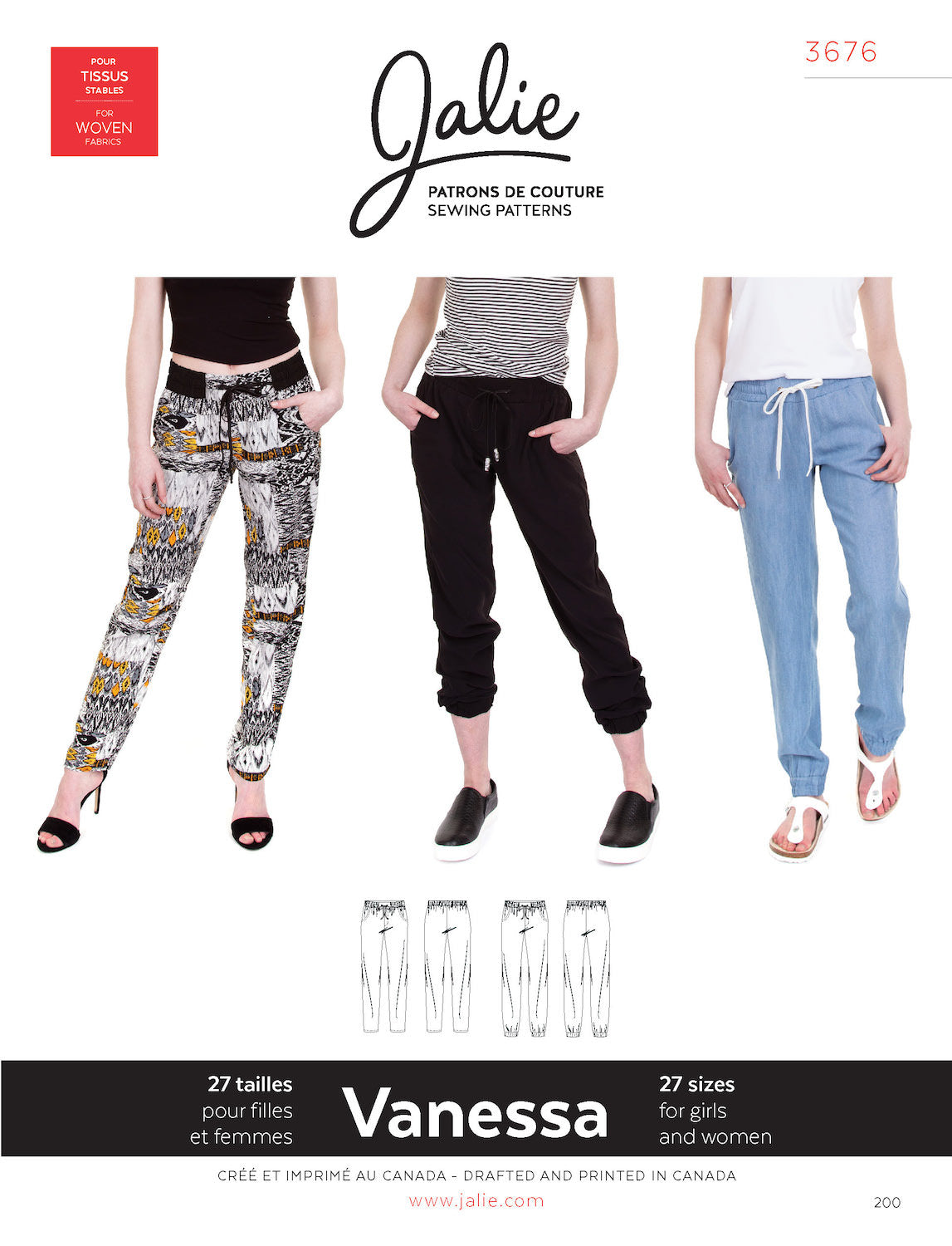 VANESSA fluid pants 3676 | Paper pattern - Jalie