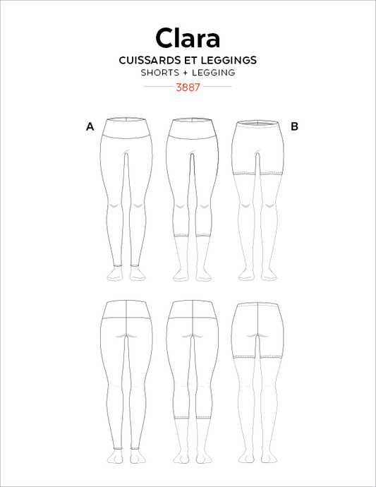 High-waisted leggings CLARA 3887 | Paper pattern - Jalie