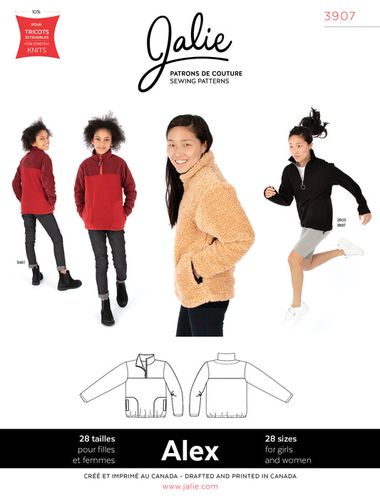 Pull demi-zip ALEX 3907 | Patron papier - Jalie