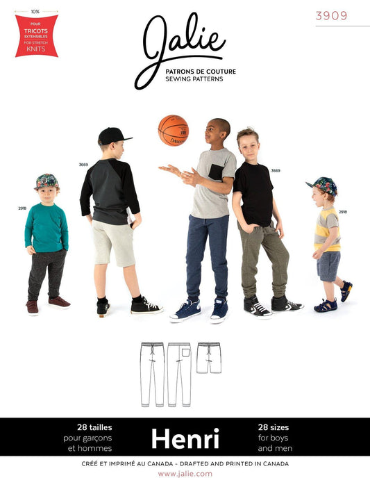 Jogging pants and shorts HENRI 3909 | Paper pattern - Jalie