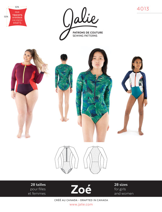ZOE 4013 long-sleeved zipped jersey | Paper pattern - Jalie