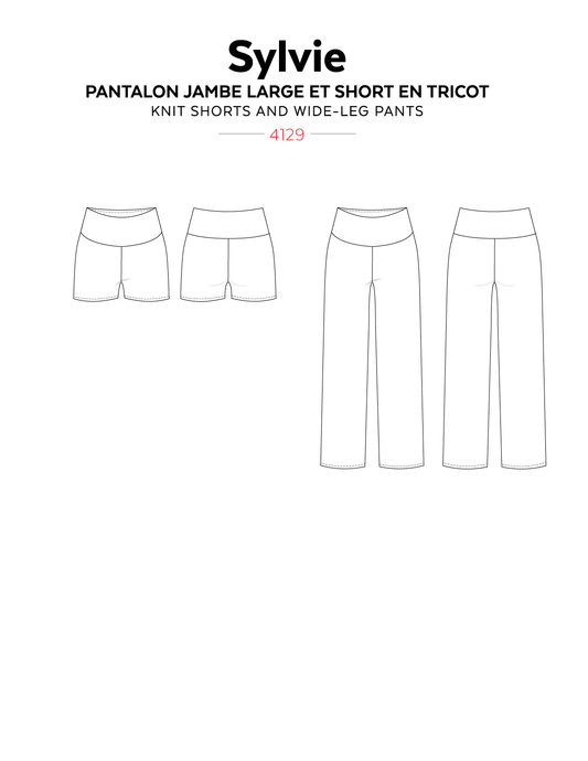 Wide leg pants and knit shorts SYLVIE 4129 | Paper pattern - Jalie
