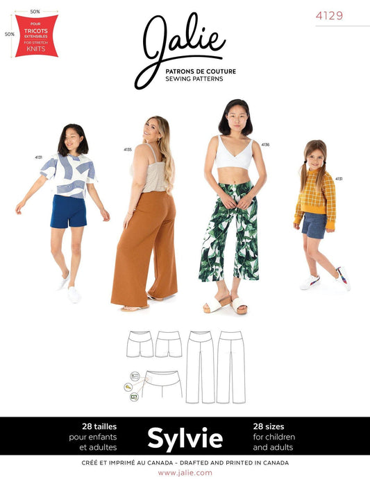 Wide leg pants and knit shorts SYLVIE 4129 | Paper pattern - Jalie