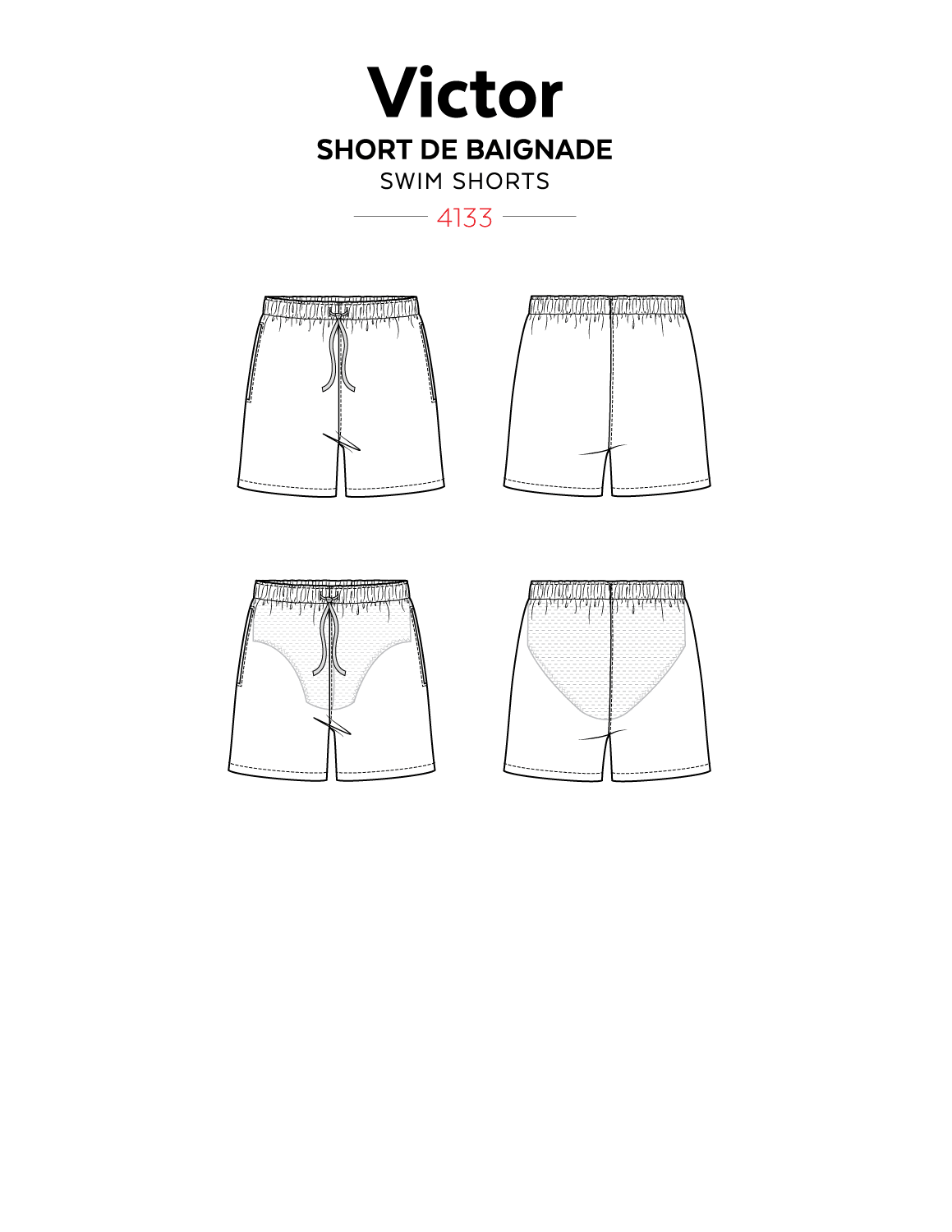VICTOR swimming shorts 4133 | Paper pattern - Jalie