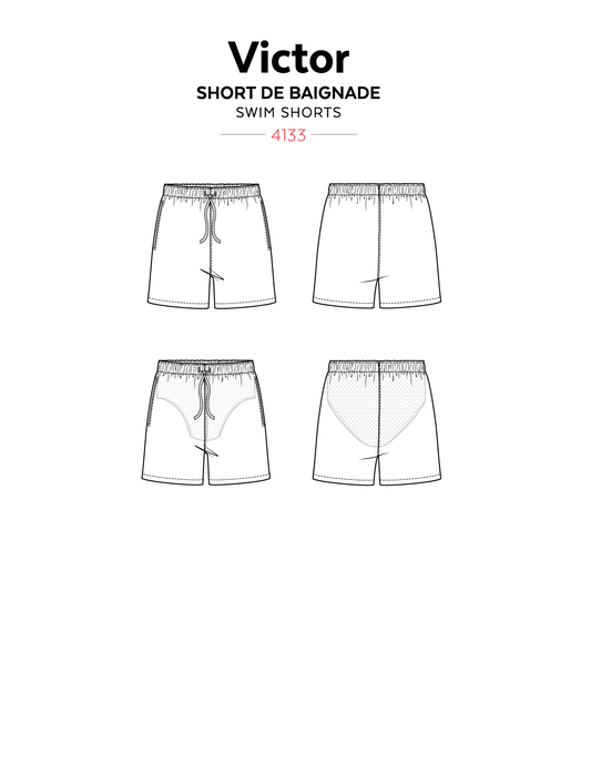 VICTOR swimming shorts 4133 | Paper pattern - Jalie