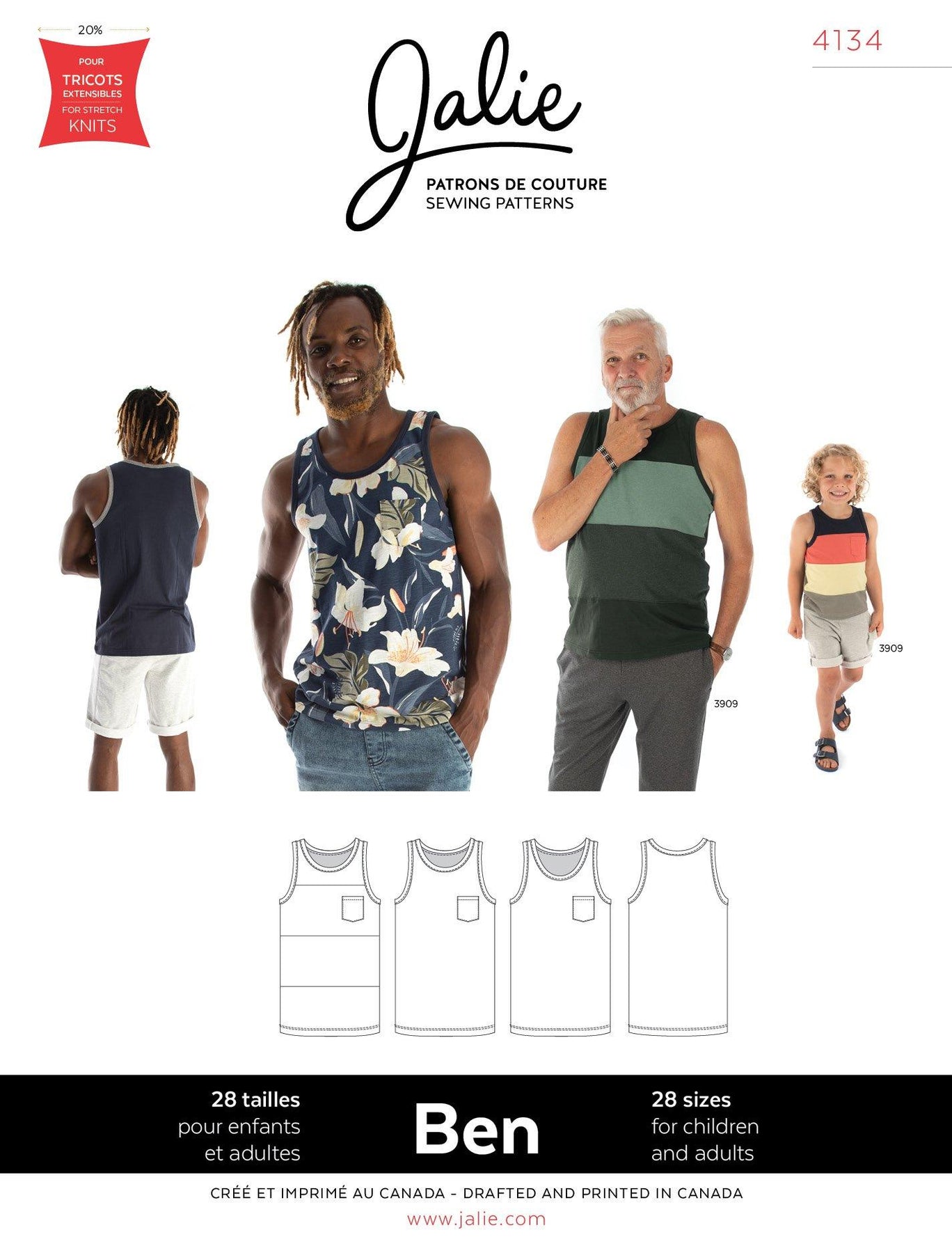 Patron de couture - Débardeurs BEN 4134 | Patron papier - Jalie