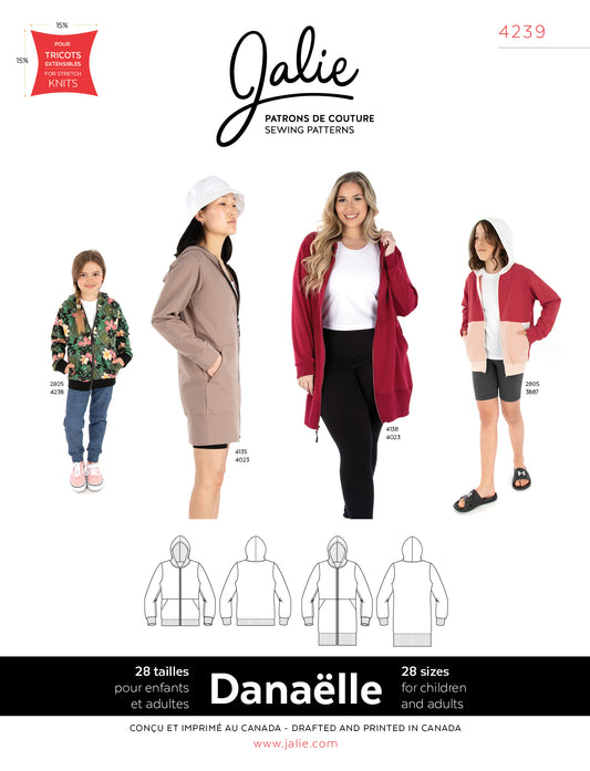 Patron de couture papier - Capuche zippée DANAËLLE 4239 | Jalie
